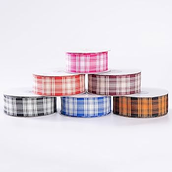 Amazon.com: CSZD RIBBON Pink Plaid Wired Ribbon,Pink and White